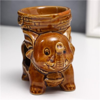 Аромалампа для эфирных масел «Слоненок», керамика, глянец, 9×9.5×6 см, МИКС