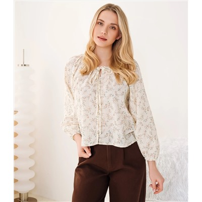 Блуза #КТ197 (1)-2, пудровый, кремовый