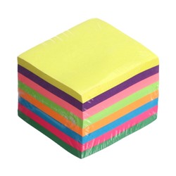 Блок с липким краем, 51×51 мм, 400 листов, флуоресцентный, 8 цветов, МИКС