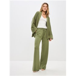 Брюки палаццо с карманами,  Олива