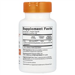 Doctor's Best, Fully Active Folate 800, фолат, 800 мкг, 60 растительных капсул