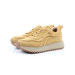 04-PDJ88-1 SAND Кроссовки демисезонные женские (натуральная замша, текстиль)