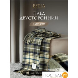Estia  ПРАТО Плед желт-зел 150х200/10х2 см, 1 пр, 100% шерсть , 350 гр/м2
