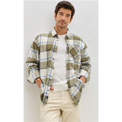 Рубашка F521-0460 khaki-milk