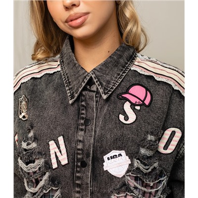 Рубашка #КТ2593 (1), пудровый,серый