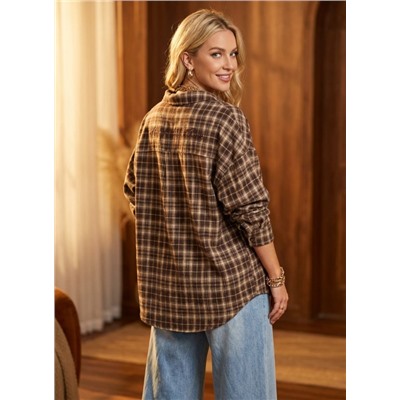 Рубашка с вышивкой OVER SIZE (хлопок)