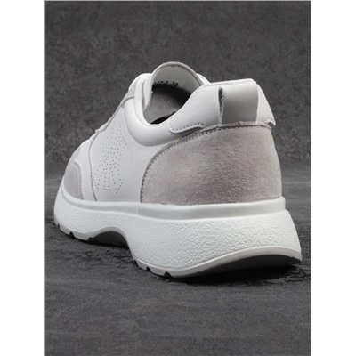 03-YC527-2 WHITE/GRAY Кроссовки женские (натуральная кожа)