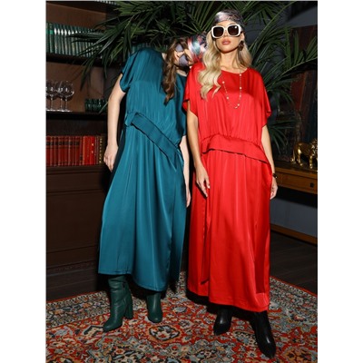 Платье нарядное красное с широким поясом