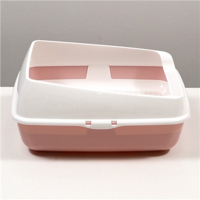 Лоток для кошек совок+ сетка 50.5×39×23 см, розовый