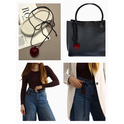 Чокер/кулон на шнурке «Сердечко» кожа, трансформер, цвет бордовый, 150 см