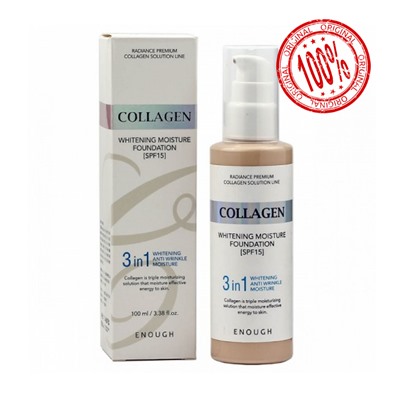 Тональный крем с коллагеном для сияния кожи ENOUGH Collagen 3 in 1 Whitening Moisture Foundation SPF15 тон 13Корейская косметика по оптовым ценам. Популярные бренды Корейской косметалогии в интернет магазине ooptom.ru.