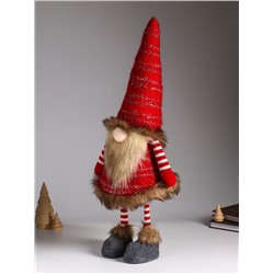 Интерьерная кукла текстильная «Гном в красных гетрах и кафтане», на пружине, 20×18×55 см