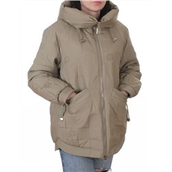 A05 BEIGE/GREEN Куртка стеганая зимняя женская (150 гр. холлофайбер)