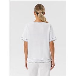 Блуза вязаная белая с короткими рукавами