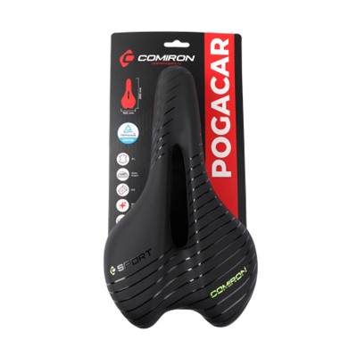 Седло велосипедное MTB COMIRON POGACAR N846 280X160, Технологии: DW, ED. Верх: PU принтованный глянец/Цвет: Чёрный+Жёлтый /уп 30/