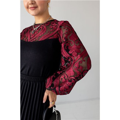 Джемпер АА-71 черно-бордовый