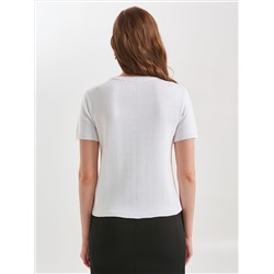 Блуза белая вязаная с пришивными стразами