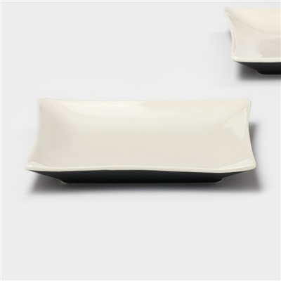 Тарелки Magistro Matt black, 15×2 см, набор 2 шт., квадратные, фарфор, белые, чёрные