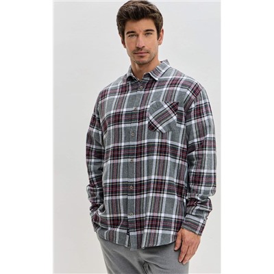 Рубашка F521-0460 grey-bordo