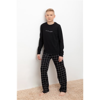 Пижама черный, клетка Crockid