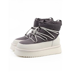 04-WF029-4M DK. GRAY/MILK Ботинки зимние женские (натуральная кожа, курточная ткань, 100% шерсть)