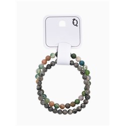 Набор браслетов из бусин «Лабрадор и Яшма», 2 шт. шар №6