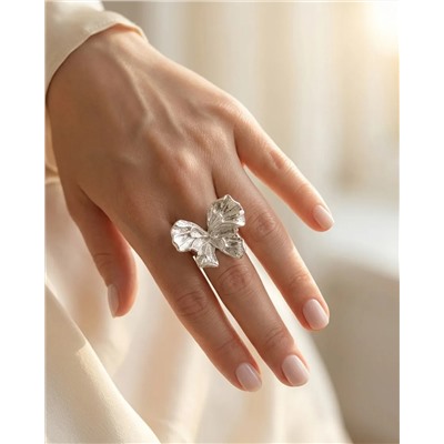 Кольцо с белым серебрением