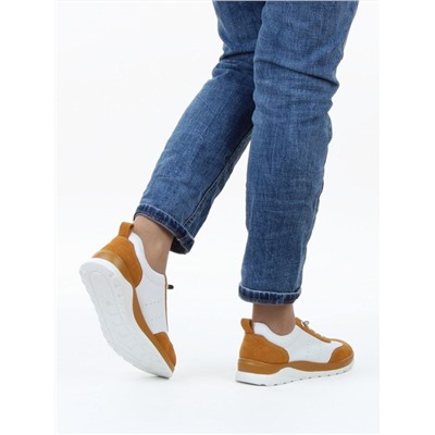 03-YA486-2 WHITE/SAND Кроссовки женские (натуральная кожа, натуральная замша)