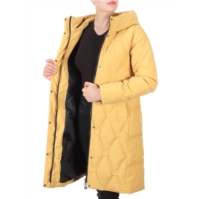 2158 MUSTARD Пальто зимнее облегченное  женское YINGPENG (150 гр. холлофайбер)