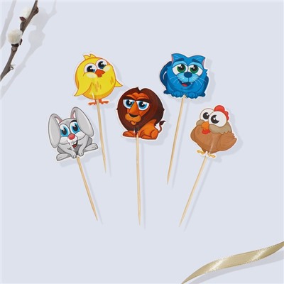 Пасхальный декор для кулича «Зверята» на пасху, 18.5×16×1 см