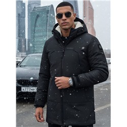 Парка зимняя мужская с капюшоном черного цвета 9533-1Ch