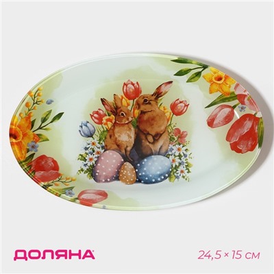 Блюдо Доляна «Акварель», 24.5×15×2 см, овальное, стекло
