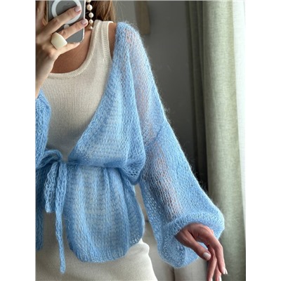 Кардиган вязаный паутинка, Голубой