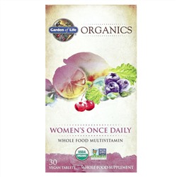 Garden of Life, Organics, мультивитамины для женщин, для приёма один раз в день, 30 веганских таблеток