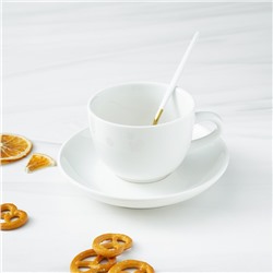 Ложка чайная Magistro «Блинк», 15.5×2.8 см, белая ручка, на подвесе, нержавеющая сталь, золотистая