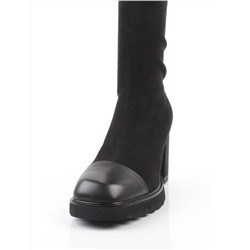 02-H8B-11A BLACK Сапоги "Ботфорты" демисезонные женские (искусственная замша, натуральная кожа)