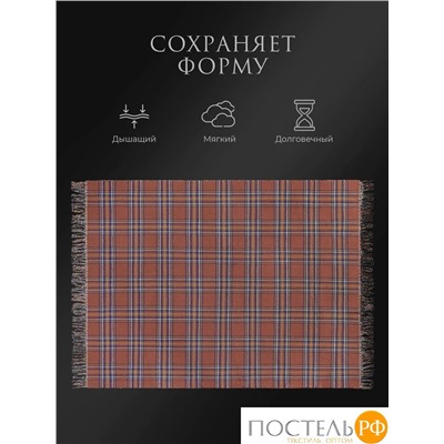 ESTIA ВИЛЬЯМ Плед террак/син/олив 150х200/10х2 см, 1 пр