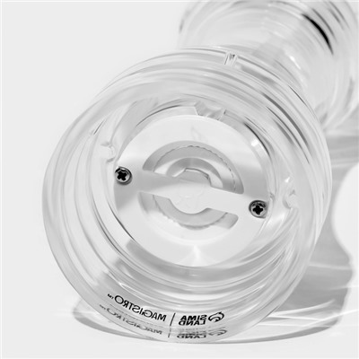 Мельница для специй Magistro Glace, 13.9 см, 30 мл, керамический механизм, акрил, прозрачная