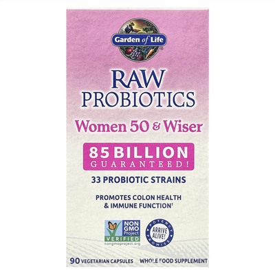 Garden of Life, RAW Probiotics, для женщин от 50 лет, 90 вегетарианских капсул