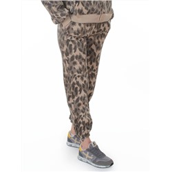869-3 BEIGE/LEOPARD Костюм спортивный зимний женский (95% хлопок, 5% полиэстер)