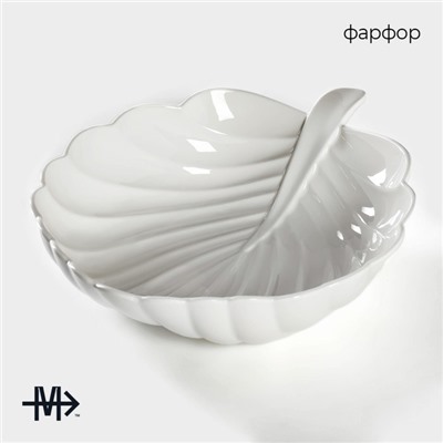 Салатник Magistro «Лист Бланш», 1.2 л, d=27.5 см, фарфор, белый