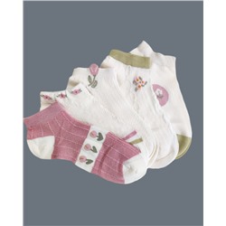 Короткие носки р.35-40 "Flowers" Комплект - 5 пар