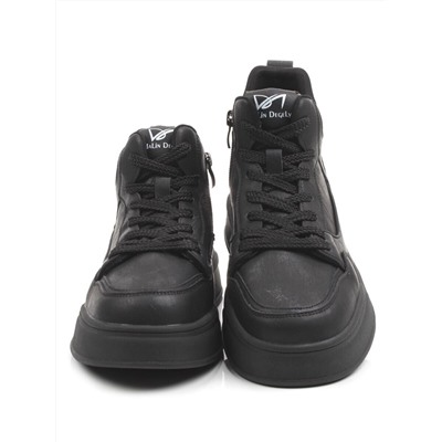 01-A324-4B BLACK Ботинки демисезонные женские (натуральная кожа)