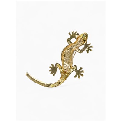 Брошь «Ящерица», зелёная в золоте