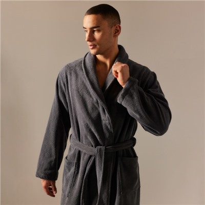 Халат махровый мужской SL HOME: Basic «Гри Сандре», размер S, хлопок 100%, тёмно-серый