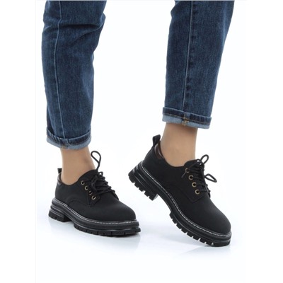 03-P8204-2 BLACK Полуботинки женские (натуральная кожа, нубук)