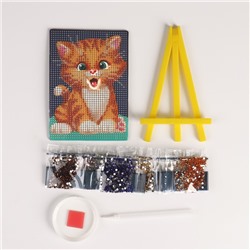 Алмазная мозаика с частичным заполнением на подставке для детей «Милый котик», 10×15 см