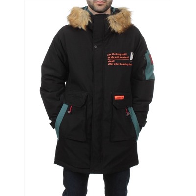 22067 BLACK GREEN Куртка мужская зимняя облегченная (150 гр. холлофайбер)