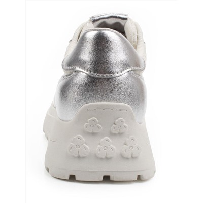 03-A143-3A GREY/SILVER Кроссовки летние женские (натуральная кожа, текстиль)