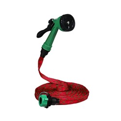 Шланг поливочный резиновый, 12 мм (1/2"), 15 м, в текстильной оплётке, с поливочным пистолетом, МИКС, Greengo